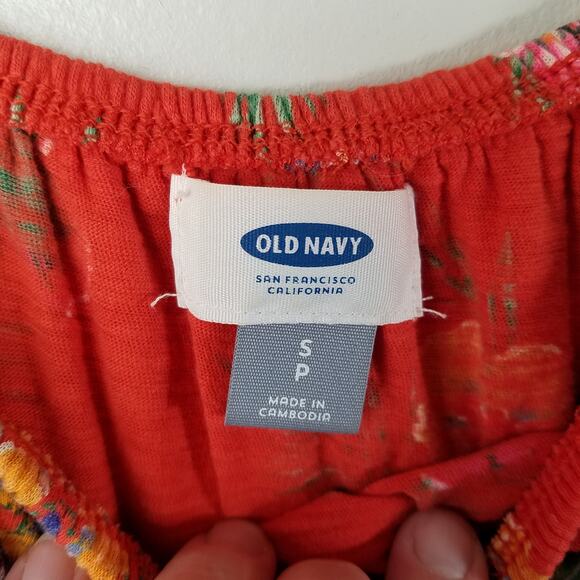 Old Navy Womens Off Shoulder Blouse Hawaiian Tropical Print Top Size Small - Picture 3 of 6